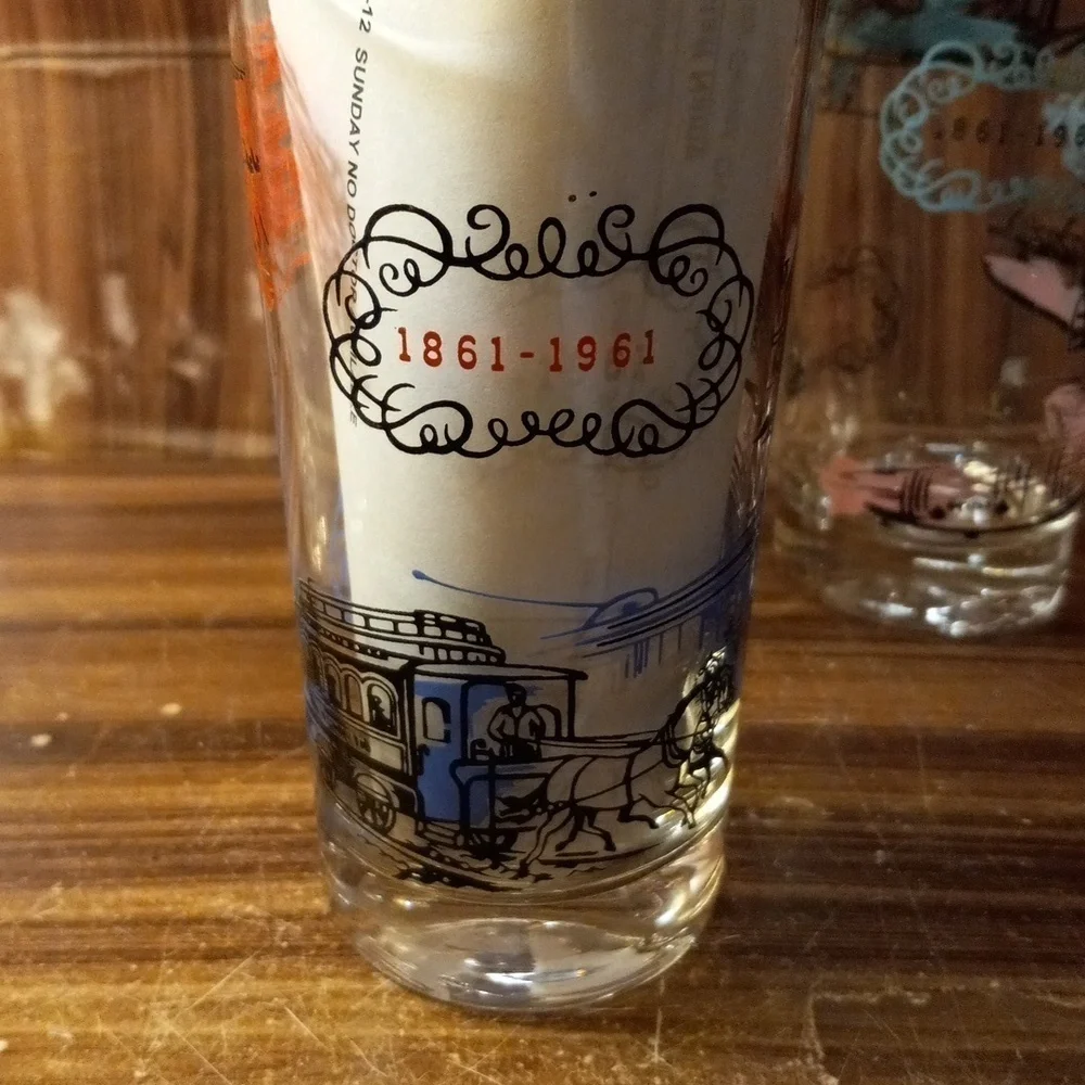 Vintage 1961 transportation glasses set of 5